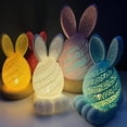 thumbnail image 3 of 3D Hollow Easter Bunny Night Light, Easter Rabbit Atmosphere Light, Creative Rabbit Candle Light for Home Room Festival Decoration, Easter Gifts, 3 of 7
