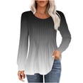 thumbnail image 2 of RXIRUCGD Hauts Décontractés Mode Femme Col Rond Plissé Manches Longues, Gris, Taille : L, 2 of 5