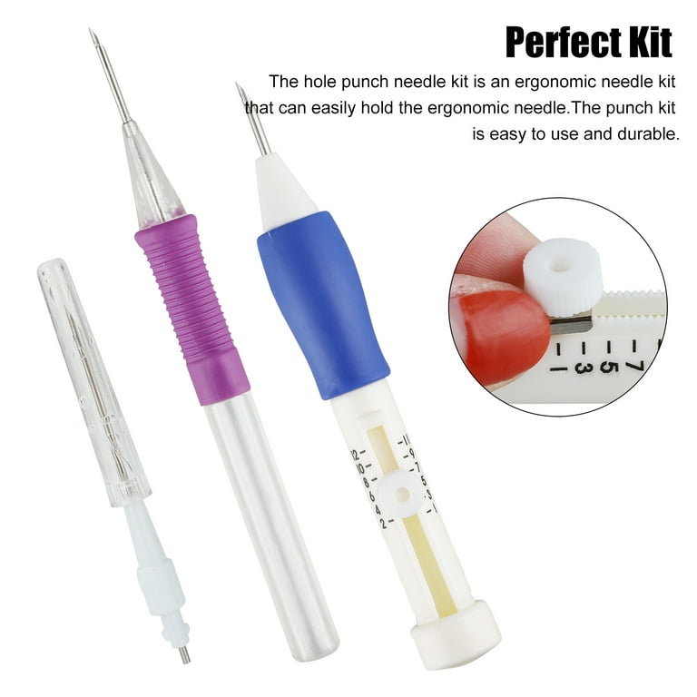  EXCEART 2pcs Russian Embroidery Punch Needle Pen Embroidery Pen  Kit Punches Magics Punch Kit Round Cross Stitch Kit Beginner Punch Needle  Kit Child Embroidered Plastic Sewing