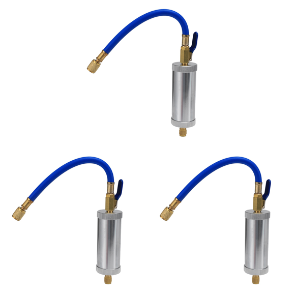 3X Injecteur de Teinture Climatisation Voiture Injection d'Huile R12 R134A Injection de Teinture 2 Onces Liquide Pur de Refroidissement Tube de Remplissage Bleu,3 x Injecteur d'Huile,Argent&Bleu