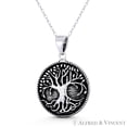 thumbnail image 1 of Celtic Tree-of-Life Sacred Geometry Charm 33x24mm (1.3x0.9in) Pendant & Chain Necklace in Oxidized .925 Sterling Silver, 1 of 1