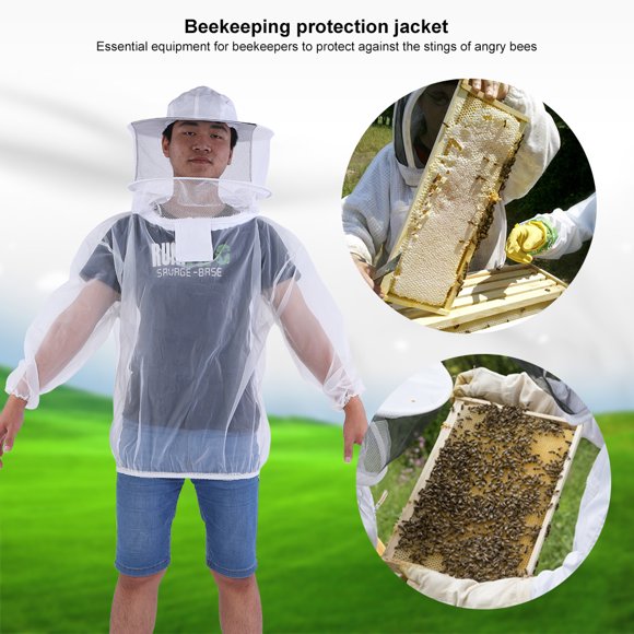 Beekeeper Protective Equipment, Round Hat Veil Beekeeping Jacket with Transparent Hood for Visiting Bee Farms Beehive Tending