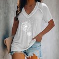 thumbnail image 1 of ICHUANYI Clearance Fashion Woman Causal V-Neck Printing Blouse Short Sleeve T-Shirt Summer Tops(White, L) ICHUANYI WER2023081112624, 1 of 6