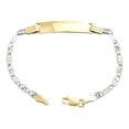 thumbnail image 3 of 14K White & Yellow Gold Diamond Cut Valentino Link 5mm Baby ID Bracelet 5", 3 of 6