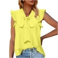 thumbnail image 2 of iHengLiXing 2025 Plus Size Tank Tops for Womens Dressy Casual Womens Tie Neck Blouses Summer Causal Ruffle Trim Sleeveless Tops Yellow XL, 2 of 7