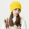 thumbnail image 2 of Yigetop Hats for Women Women Warm Solid Twist Knit Crochet Pile Pile Hat Pullover Cap Womens Beanie Yellow One Size, 2 of 3
