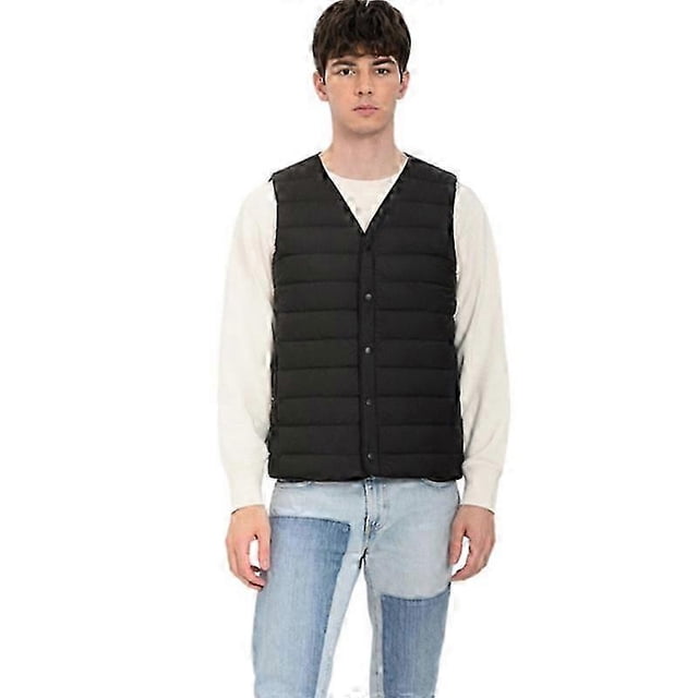 Man Ultra Light Down Vest Spring Autumn Sleeveless Jackets V-Neck Vest Casual Winter Collarless Waistcoat