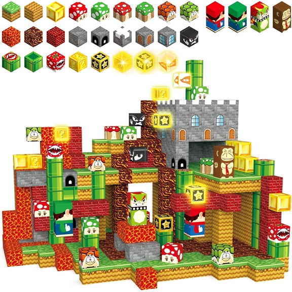 KIVORA Magnetic Building Blocks, 200-Piece 1-Inch Light-Up Magnet Cubes for Kids Ages 3 and Up, STEM Sensory Construction Toy Set