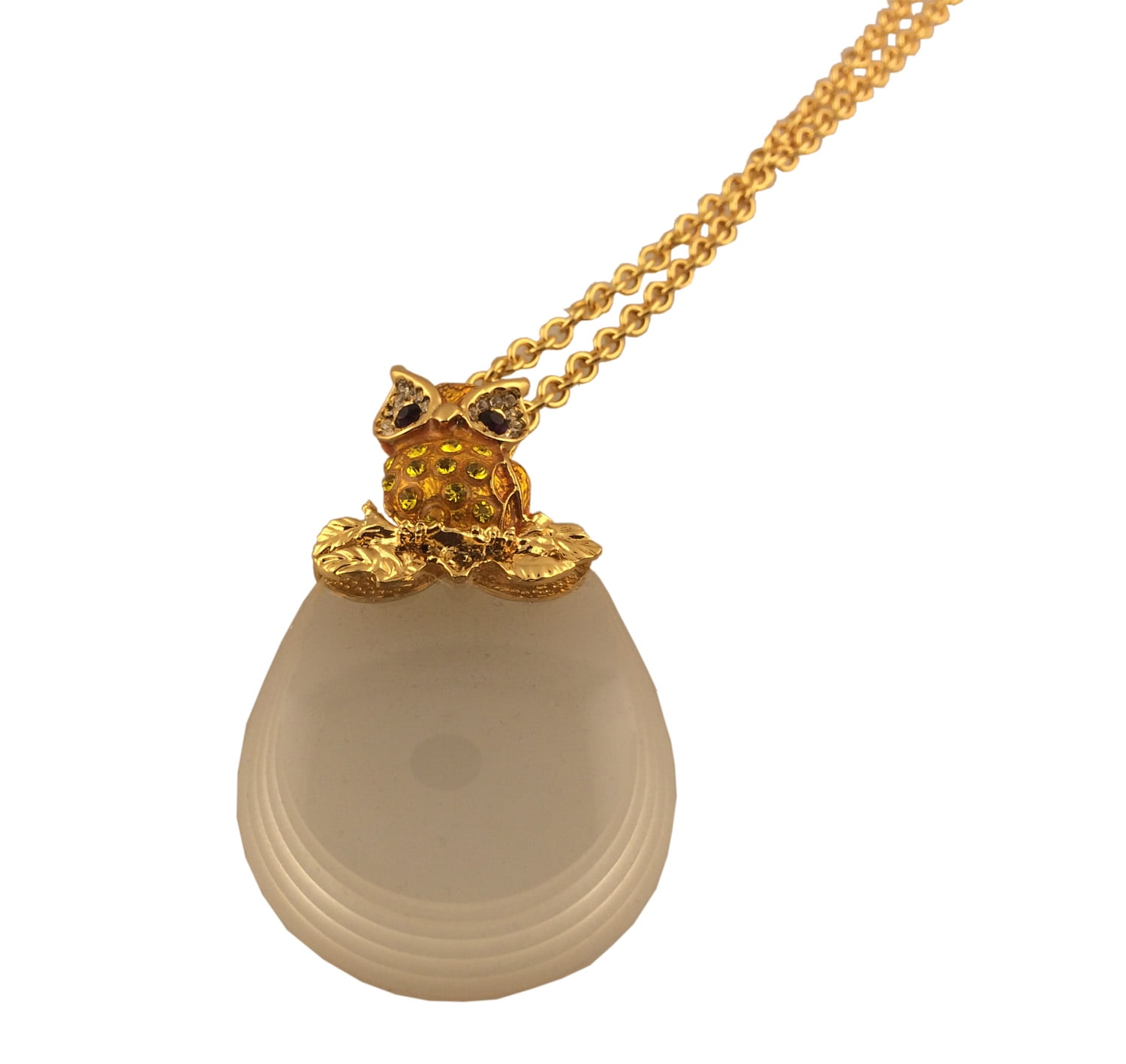 MAXIMIZE Sparkling Owl Pendant | 2X Magnification | 30" Golden Chain | Beveled Edge Lens | Includes Protective Pouch
