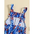 thumbnail image 6 of Bagilaanoe 4th of July Jumpsuit for Toddler Baby Girl Sleeveless Floral Print Romper Overalls + Headband 12M 18M 24M 3T 4T 5T Kids Long Flared Pants Independence Day Outfits, 6 of 9