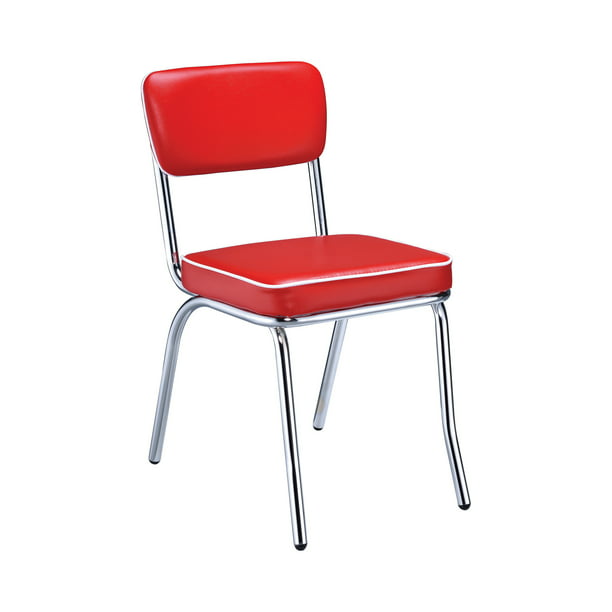 Retro Open Back Side Chairs Red And, Retro Metal Chair Parts