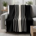 thumbnail image 2 of Black Beige Striped Throw Blanket for Couch, Soft Lightweight Flannel Fleece Blanket, Modern Farmhouse Retro Lines Microfiber Plush All Season Decorative Blankets Gifts for Sofa Bed 50"x60", 2 of 9