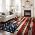thumbnail image 2 of Vintage American Flag Area Rugs 5'x7', Washable Small Throw Rugs for Laundry Room Playroom, Retro USA Flags Wooden Indoor Outdoor Rug Non-Slip Low Pile Carpet Runner Reversible Floor Mats, 2 of 8