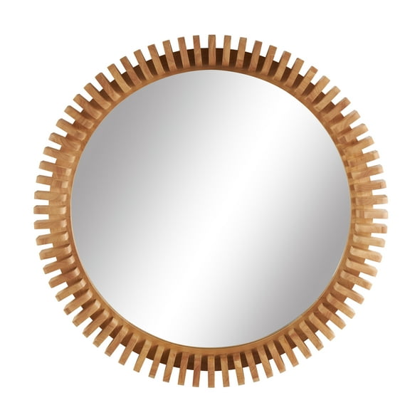 DecMode 32" x 32" Brown Handmade Wall Mirror with Spiral Edges