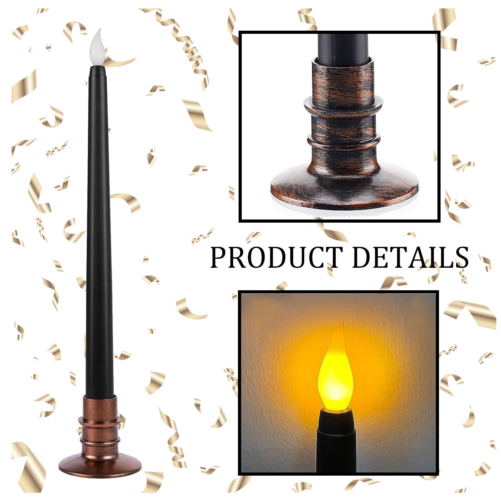 6 Pcs Flameless Tall Taper Candles With Base Battery Operated, Candle Light LED Plastic Flameless Candlesticks, Fake Candles Flickering Tapered Candles For Fireplace Dining table