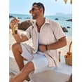 thumbnail image 4 of COOFANDY Mens Button Down Short Sleeve Shirt Casual Beach Linen Shirts Wedding Summer Vacation Shirt, 4 of 6