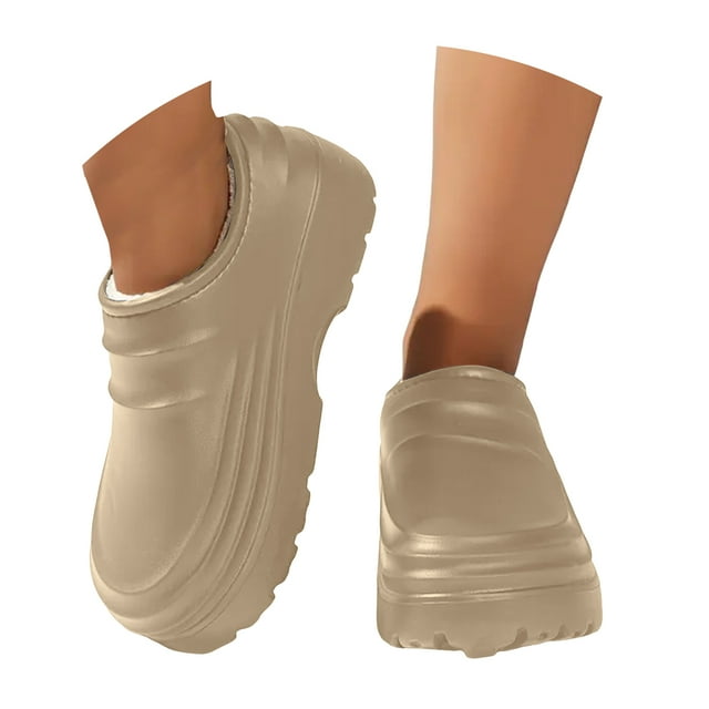 Leozcaa Sabots Classiques Imperméables d'Hiver Pantoufles Duveteuses pour Femmes Hommes Intérieur et Extérieur à Enfiler Chaussures Bateau