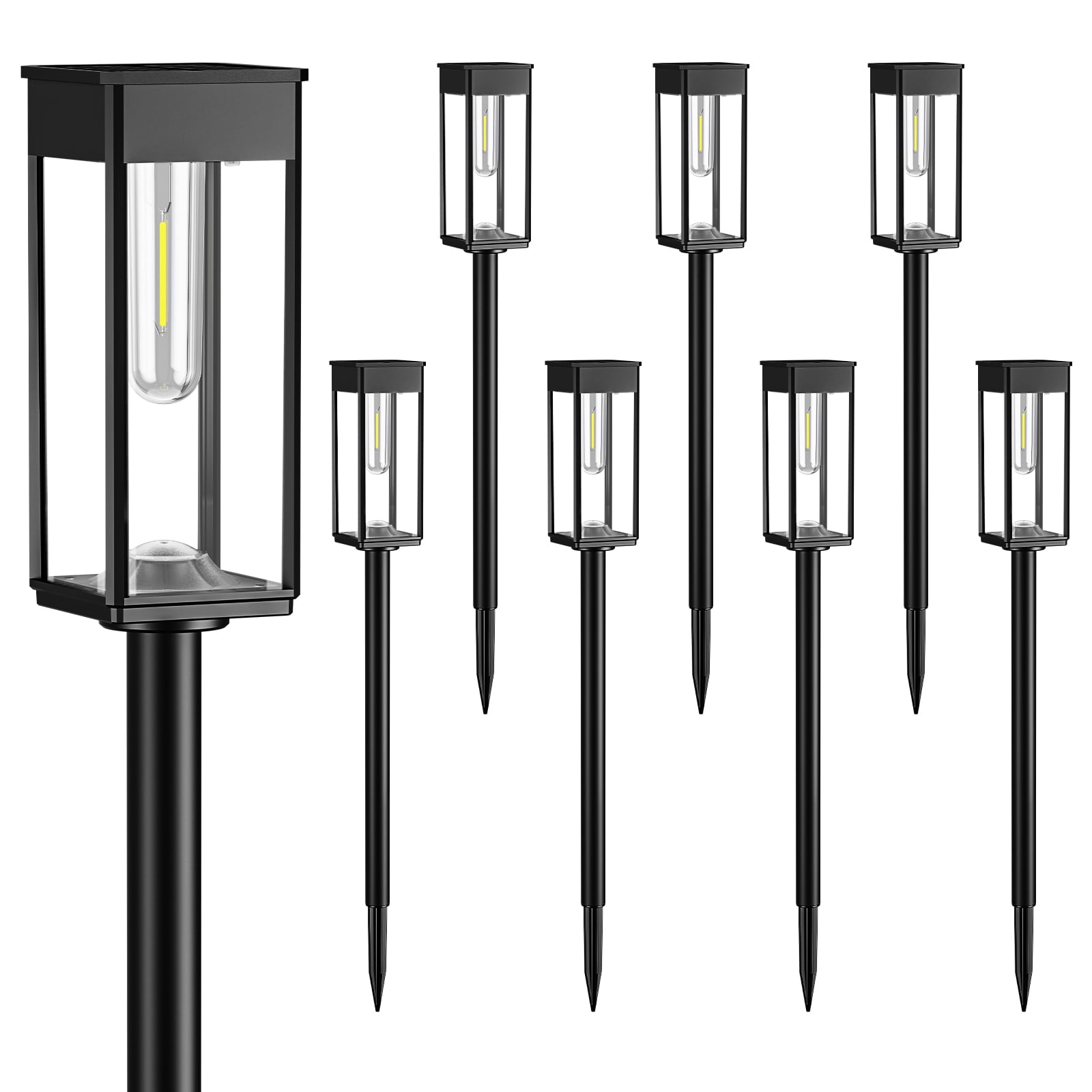 BITPOTT 8 Pack Bright Solar Pathway Lights Outdoor Waterproof IP65, Auto On/Off Solar Outdoor Lights