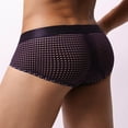 thumbnail image 5 of USNSM Men's Solid Color Large Mesh Comfortable Breathable Low Rise Wide Belt Boxer Briefs Soft Stretch Trunks Purple L, 5 of 6