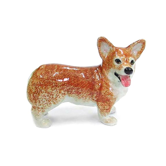 Northern Rose Pembroke Welsh Corgis Hand-painted - Home Decor Animal Decorative Figurine Birthday Gift - Miniature Porcelain Figurine