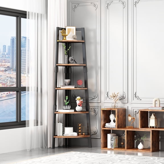 Zenira 5-Tier Ladder Shelf, Multi-Level Storage Rack with Open Shelves, Versatile Display Stand for Living Room, Bedroom,Office