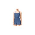 thumbnail image 1 of Ultra Flirt Womens Crochet-Trim Romper Mono, Azul, Grande, 1 of 1