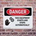 thumbnail image 4 of (2 Pack) Equipment Starts And Stops Automatically OSHA Danger Sign 14 Inch X 10 Inch Plastic Sign, Weather Resistant, UV Protected for Workplace, Business, and Construction Site, Made, 4 of 8