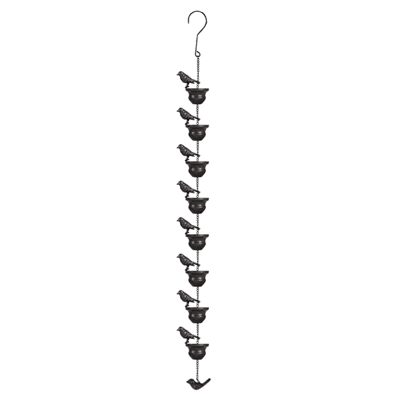 Metal Birds on Cups Metal Rain Chain Rain Catcher for Gutter Roof Decoration Metal Drainage Rain