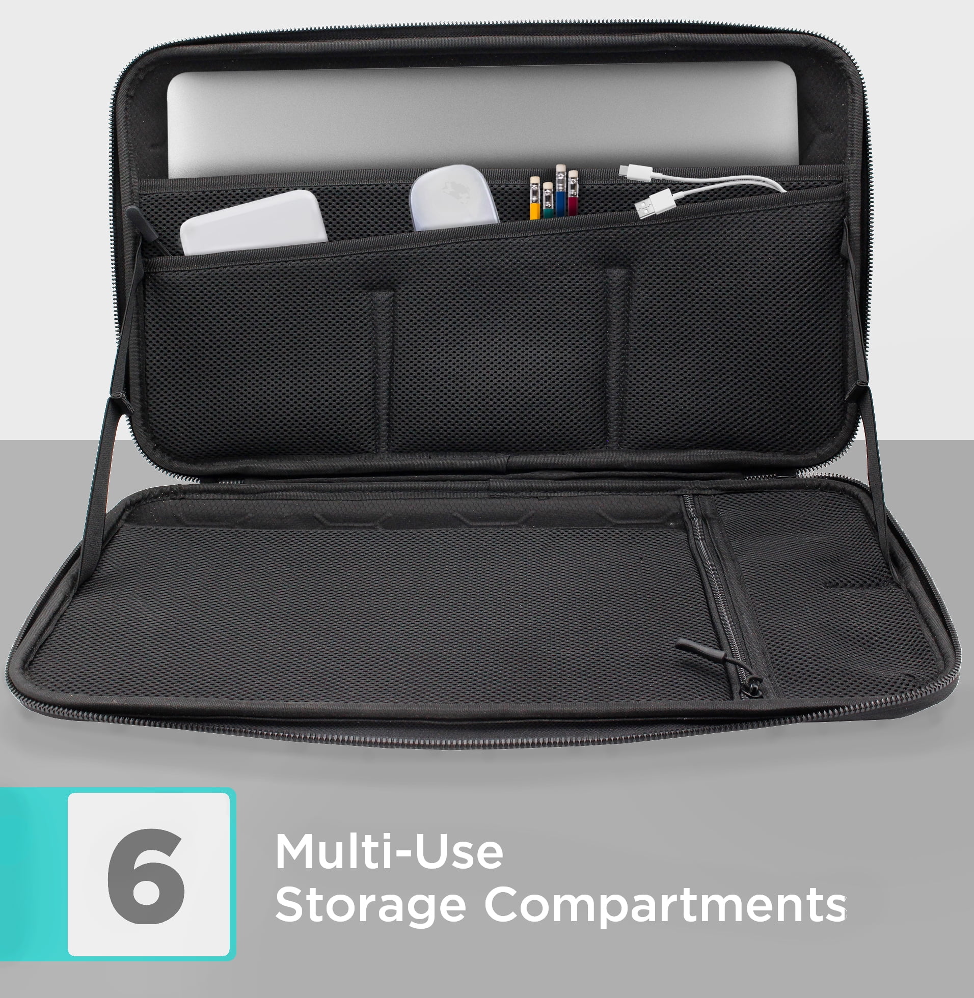 Encased Hard Shell Case for Macbook 13” and 14” Laptop Case, Protective Cover with Shoulder Strap / Luggage Handle Sleeve and Accessories Compartment