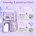thumbnail image 7 of Sanmadrola Large Clear Backpack Heavy Duty Stadium Approved See Through Backpack Waterproof PVC Transparent Backpacks Clear Book Bag with Reinforced Strap for School Work Travel Festival, Purle Blue, 7 of 7