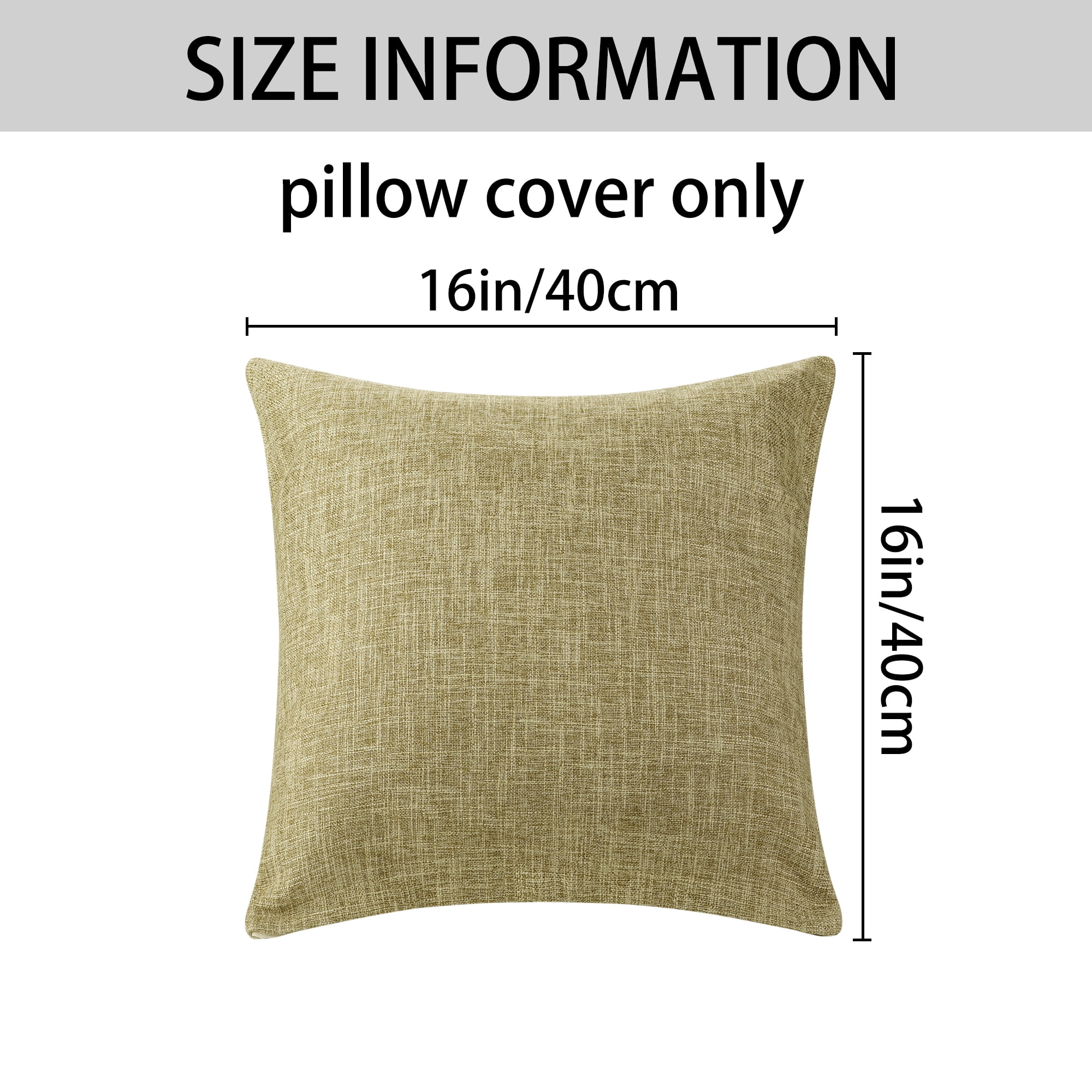 Unique Bargains 4 Pcs Solid Linen Pillow Covers Set Soft Decorative Throw Pillow Cover Khaki/Dark Gray 16" x 16"