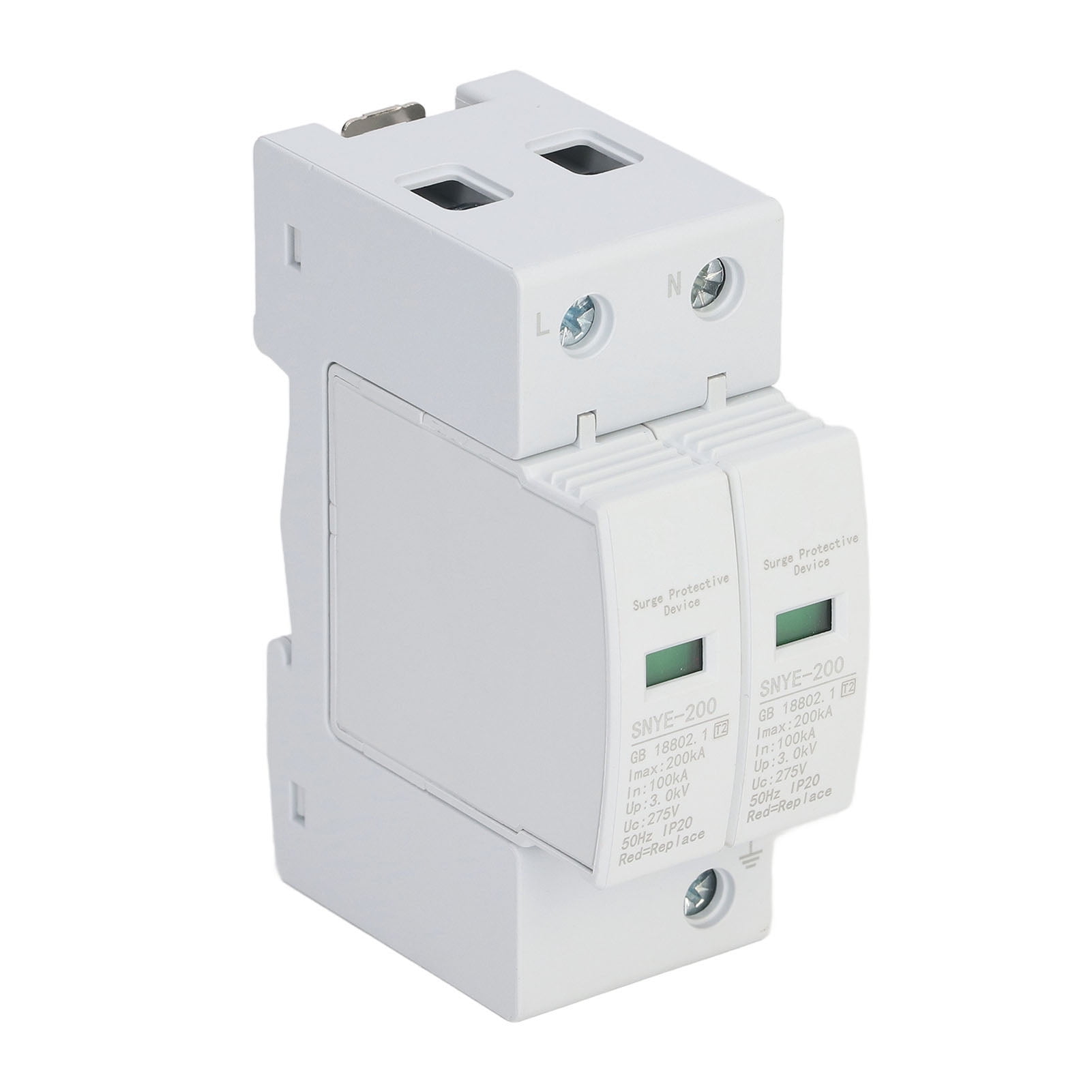 Surge Protector PC Shell Visual Window Insulated Terminal Plug in Design AC Protective Arrester Device White 200KA