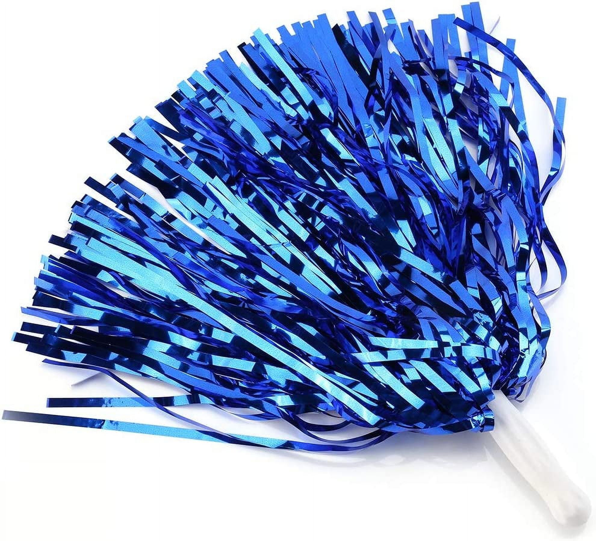 LINLIN 6pcs Cheerleading Pom Poms with Baton Handle, Plastic Cheerleader Cheering Squad Pompoms for Kids Ball Fancy Dress Night Cheer Party Costume Sports Dance