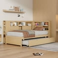 thumbnail image 2 of Twin Size Wood Daybed w/ Storage, USB, Trundle - Natural Finish, 85"x50" Solid Pine Daybed for Living Room/Guest Room - No Box Spring Needed, 2 of 19
