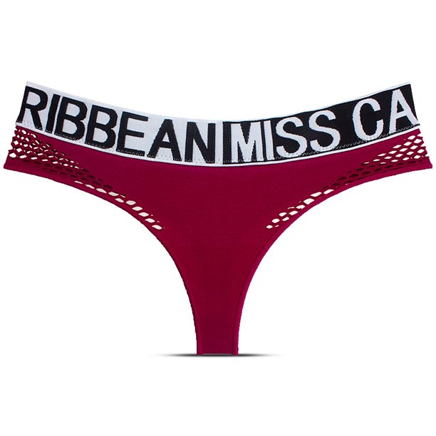 Tanga de femenina malla sin fisuras hueco hueco impreso cintura baja ropa interior transpirable g-string yoga bragas calzoncillos para el vino rojo m Inevent AP004233-13