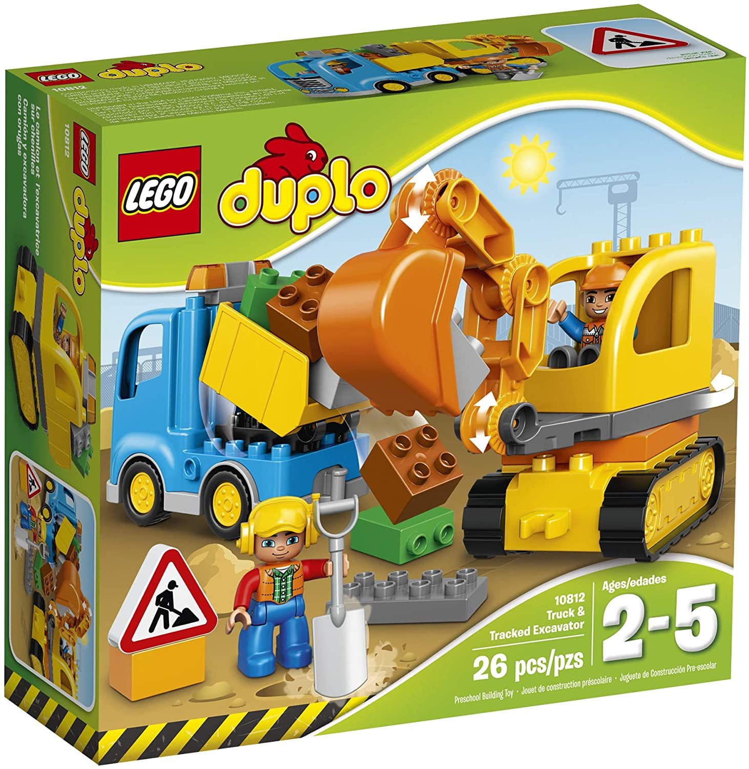 lego 10812 duplo town toy truck and tracked excavator