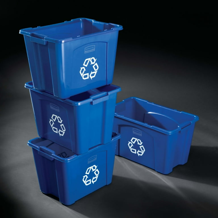Rubbermaid 14 Gallon Stackable Outdoor Recycling Bin, Blue