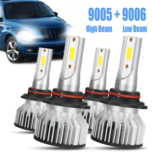 For Chrysler PT Cruiser 2001 2002 2003 2004 2005 2006 2007 2008 2009 2010 Led Headlight Bulbs 9005 9006 High&Low Beam White 4pcs