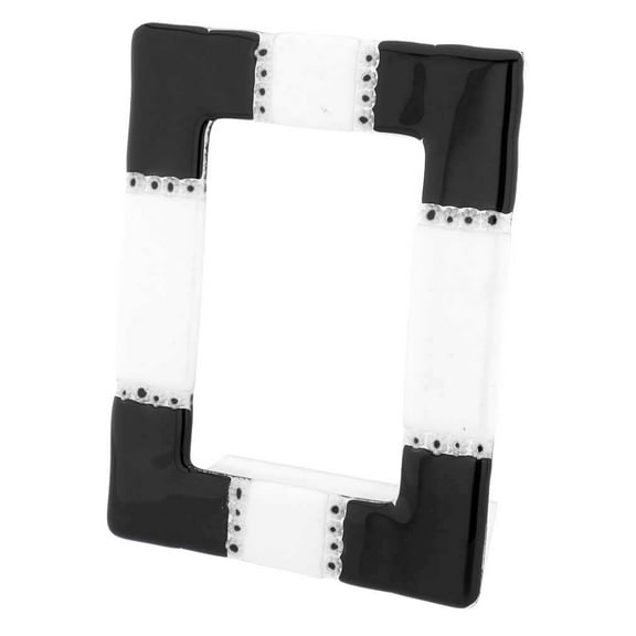 GlassOfVenice Murano Glass Photo Frame Ducale Black and White 4X6 Inch