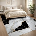 thumbnail image 3 of ODIKA 8'x10' Ultra-Soft Area Rug, Gold Black Abstract Marble Design Dynamic Brushstroke Effect with Bold Shapes Washable, Bare feet friendly, Silk-Touch for Bedroom, Under Sectional, 3 of 6