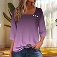 thumbnail image 2 of Jsaierl Tops for Women 3/4 Sleeve Plus Size Button Up Crew Neck Shirts Dressy Gradient Petite Blouses Workout Dressy Tunic Top S-3XL, 2 of 6