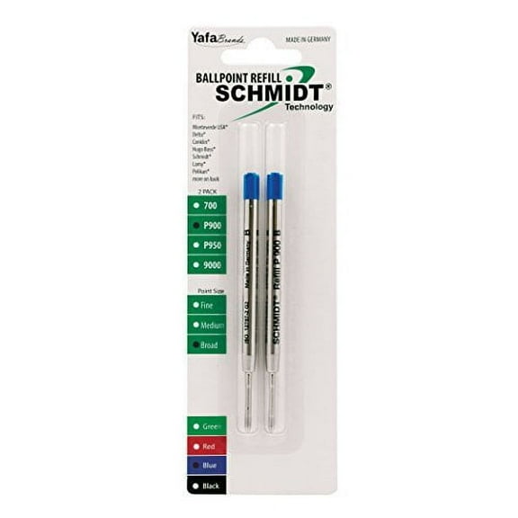 Schmidt P900 Parker Style Ballpoint Pen Refill - Blue, Broad Point 1.0mm, 2 Pack (SC58142)