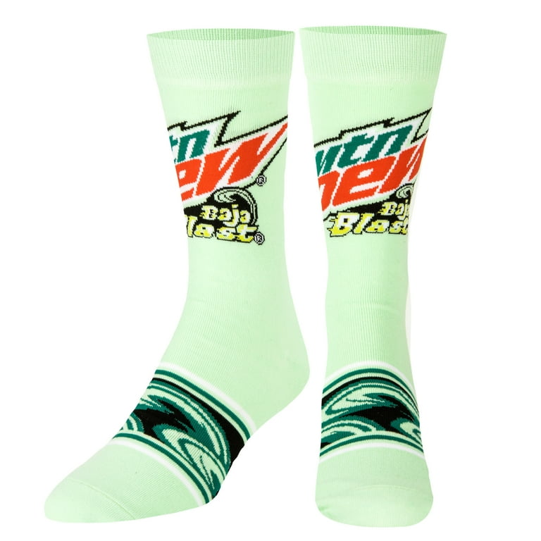 ODD SOX Mountain Dew Baja Blast Novelty Crew Socks Large Size