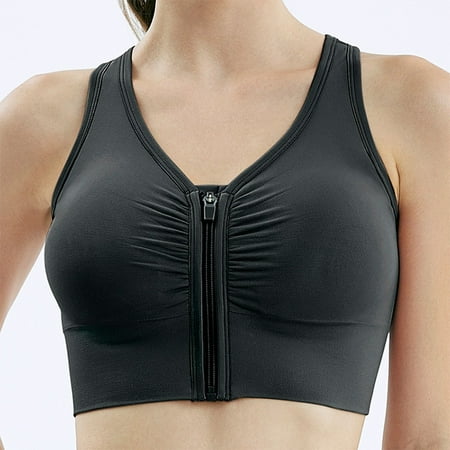 

Sports Bra Women Soft Wireless Front Zip Padded Yoga Push Up Vest Support Top