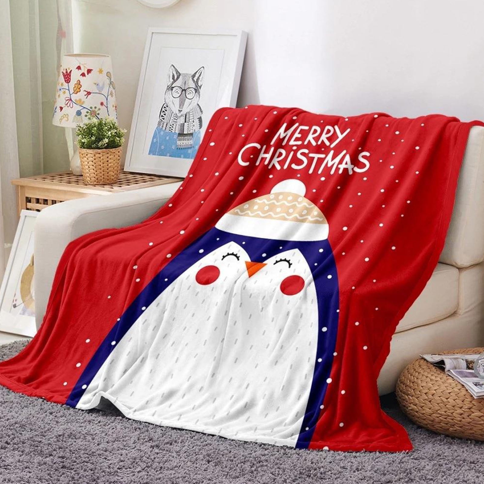 Couverture De Noël Canapé 100x130 Cm – Motif 3D, Douce Et Chaude – Décoration Festive, Pour Maison, Voyage