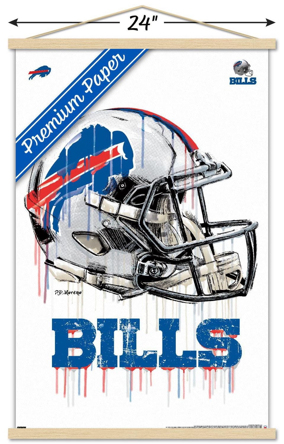NFL Buffalo Bills - Drip Helmet 20 Wall Poster with Magnetic Frame, 22.375" x 34"