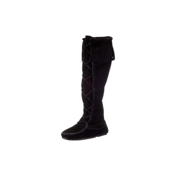 Minnetonka Women's Front Lace Knee High Boots, 6 M Black