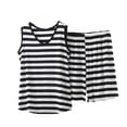 thumbnail image 3 of PIWHJQK Women Summer Outfits Set Athletic Tank Tops Set Women Activewear Set Striped Sleeveless V Neck Tank And Elastic Waist Shorts Outfits Set, 3 of 6
