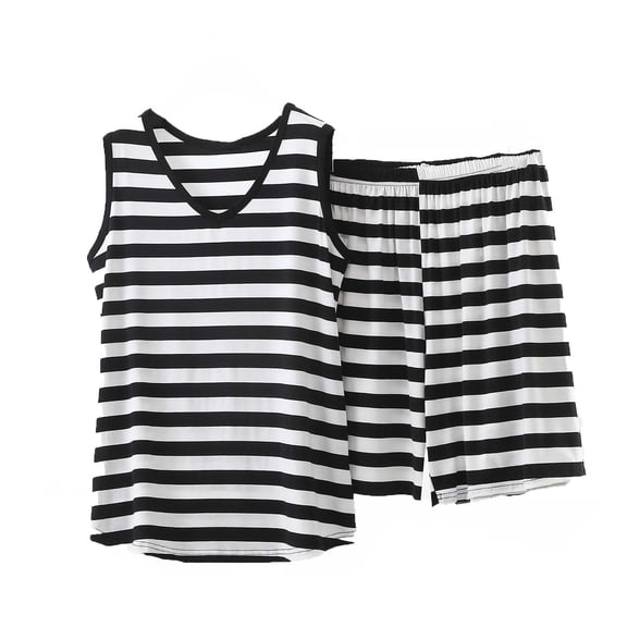 LIaqionyy Womens Plus Size Pajamas Sets Sleeveless Tops and Shorts Soft Summer Loungewear 2 Piece Outfits S-5XL
