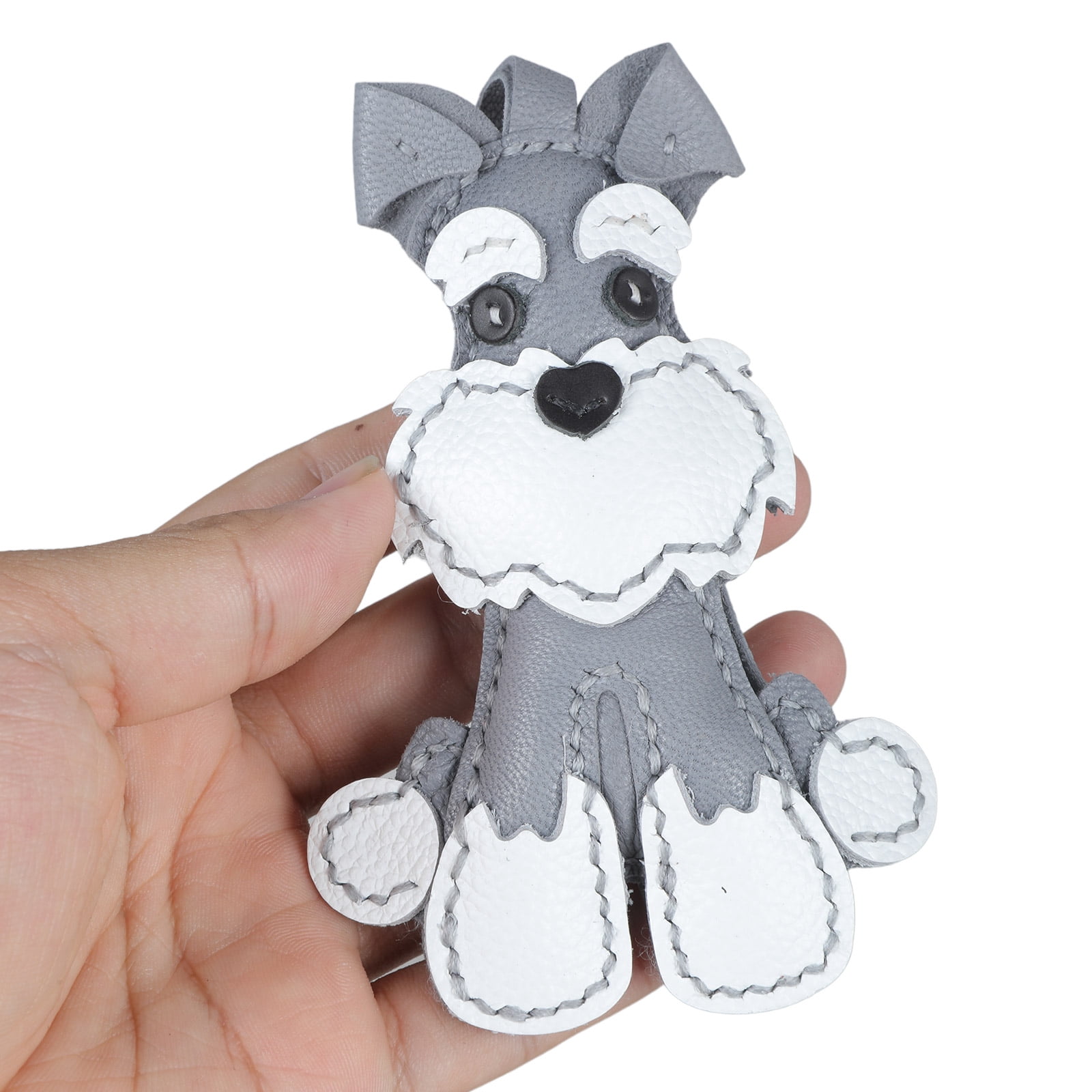 Stylish Leather Schnauzer Key Rings Sturdy Schnauzer Enthusiasts' Leather Keychain Handmade Key Decoration